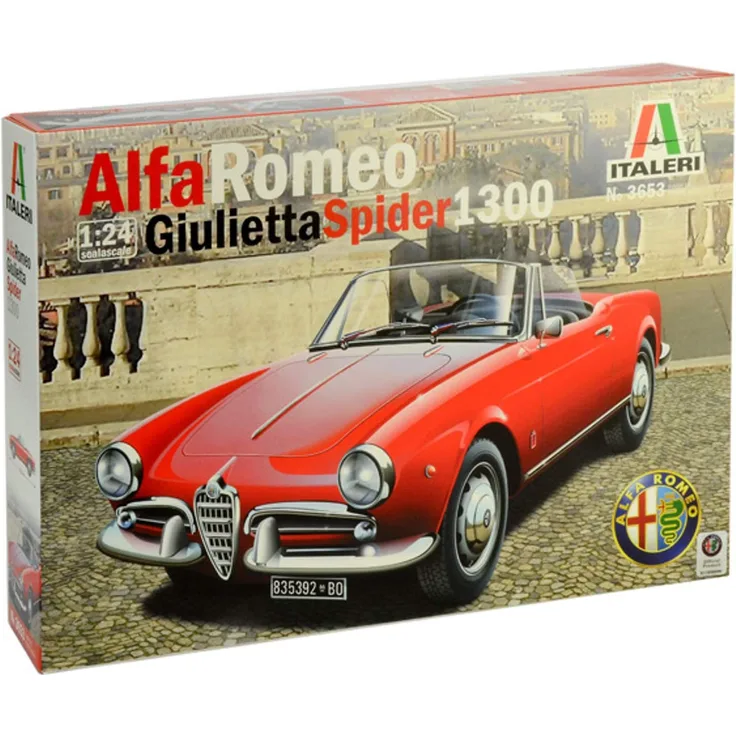 ITALERI 3653S - 1:24 Alfa Romeo Giulietta Spider 1300 , Modellbau, Bausatz, Standmodellbau, Basteln, Hobby, Kleben, Plastikbausatz, detailgetreu