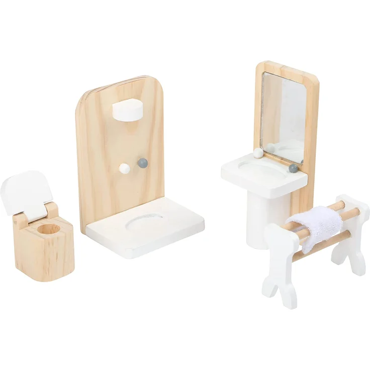 small foot 11414 Puppenhausmöbel Komplett-Set aus Holz, Wohnzimmer, Küche, Schlafzimmer und Badezimmer, ab 3 Jahren – Bild 5
