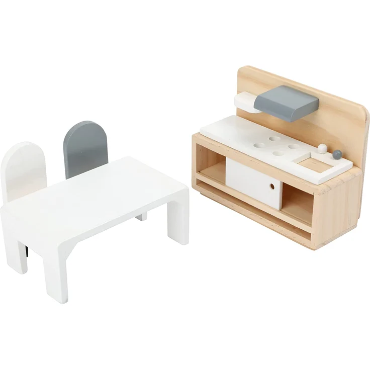 small foot 11414 Puppenhausmöbel Komplett-Set aus Holz, Wohnzimmer, Küche, Schlafzimmer und Badezimmer, ab 3 Jahren – Bild 6
