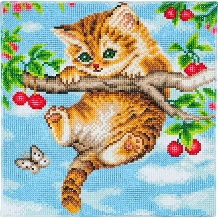 CRYSTAL ART CAK-A73 Kirschkätzchen, Kristallkunst 30x30cm Framed Kits, Multicolor