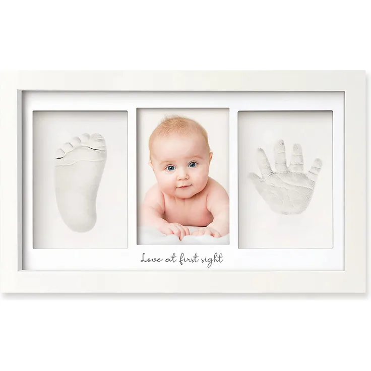 Baby Handabdruck und Fußabdruck Set - Gipsabdruck Baby Hand und Fuß für Neugeborene - Handabdruck Baby Bilderrahmen ​- Fußabdruck Baby Gipsabdruck Set - Baby Dusche Baby Abdruckset (Alpine White)