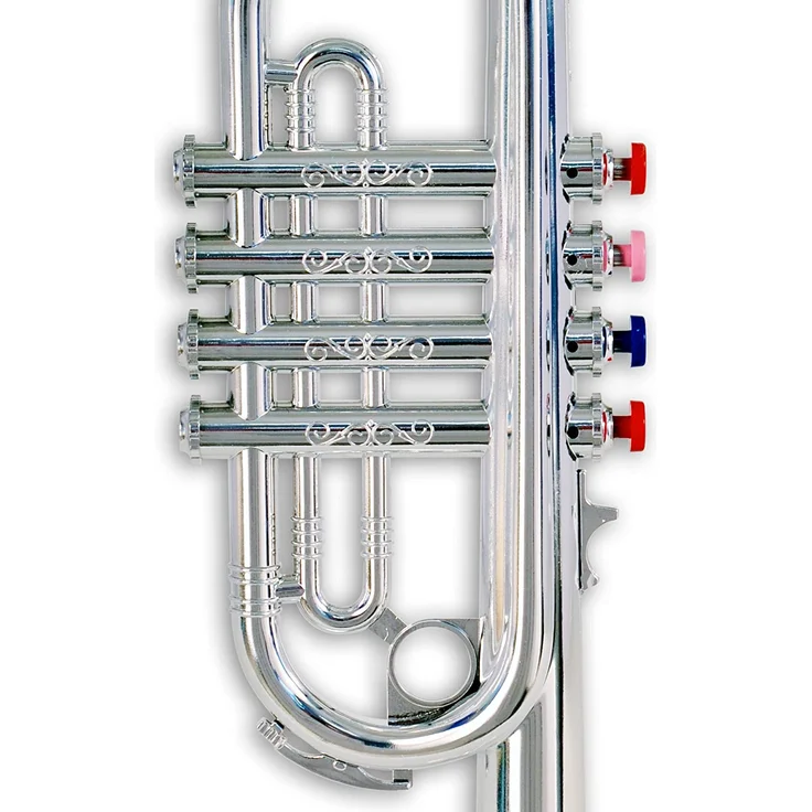 Bontempi 32 4231 Trompete mit 4 farbigen Tasten/Noten, Silber – Bild 3