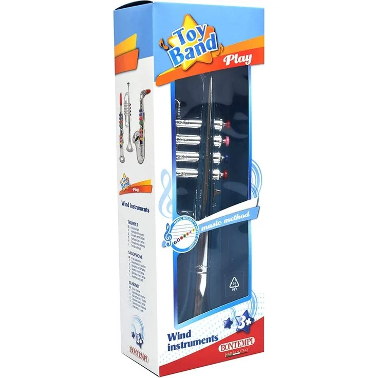 Bontempi 32 4231 Trompete mit 4 farbigen Tasten/Noten, Silber – Bild 2