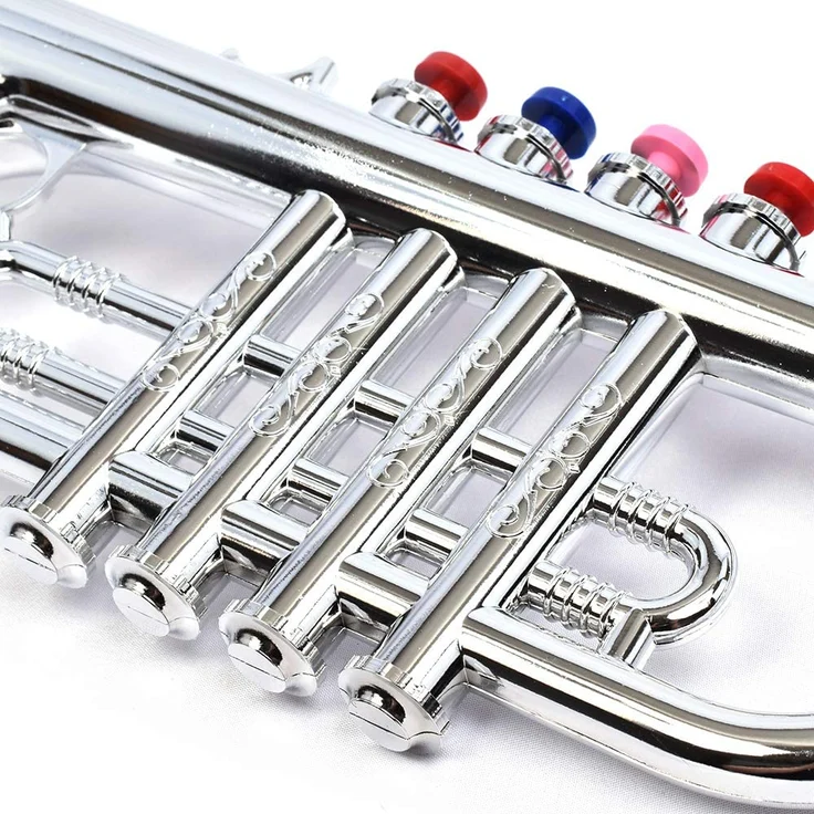 Bontempi 32 4231 Trompete mit 4 farbigen Tasten/Noten, Silber – Bild 4