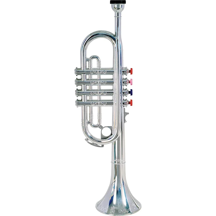 Bontempi 32 4231 Trompete mit 4 farbigen Tasten/Noten, Silber – Bild 1