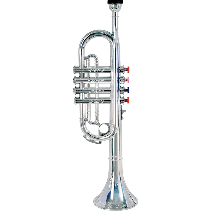 Bontempi 32 4231 Trompete mit 4 farbigen Tasten/Noten, Silber