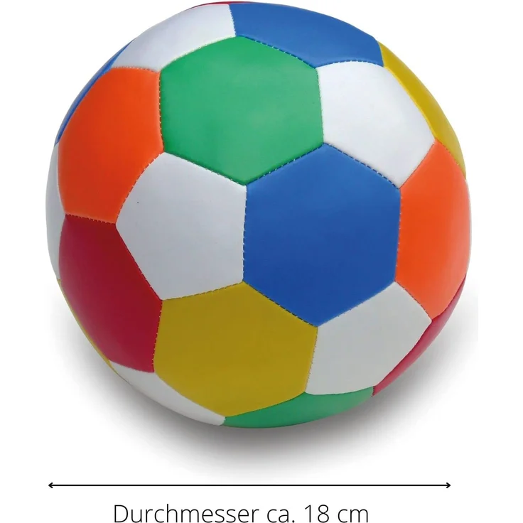 alldoro 60313 - Softball Ø 18 cm, Fußball in Mehrfarbig / bunt, Softfußball aus Schaumstoff, weicher Schaumstoffball, Kinderball für Drinnen und Draußen, Spielball für Kinder und Babys ab 0 Monaten – Bild 2