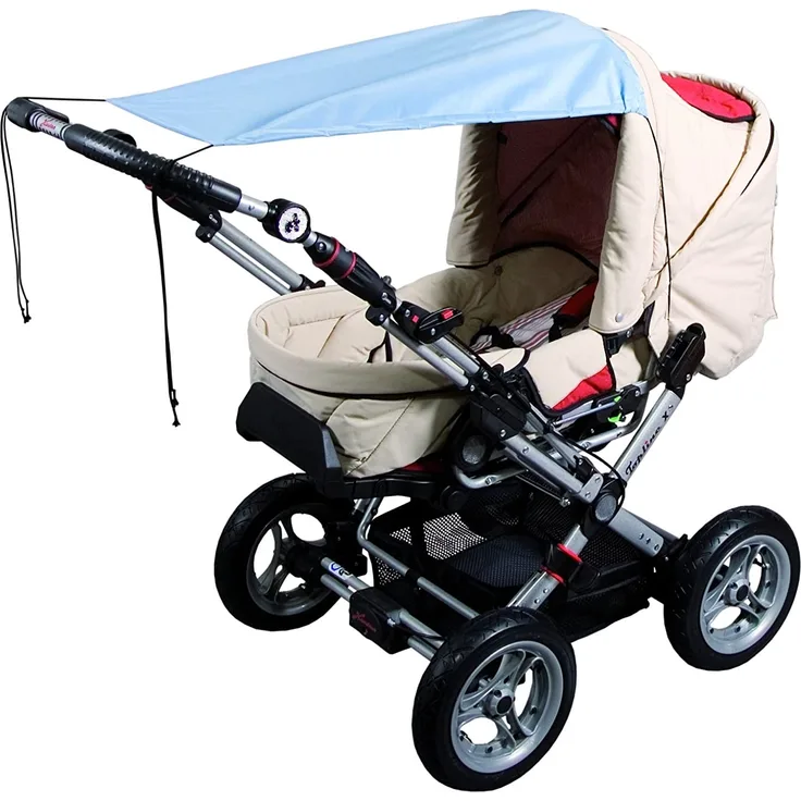 sunnybaby 14272 - Universal Sonnensegel für Kinderwagen & Sportwagen | höchster UV Schutz UPF 50+ | verstellbar | Markisen-Rollofunktion - Farbe: KRISTALLBLAU | Qualität: MADE in GERMANY