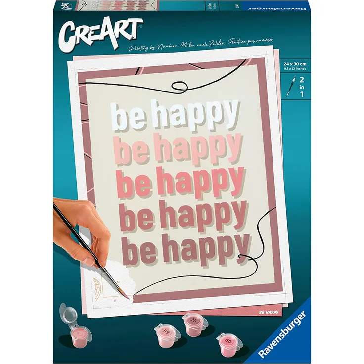 Ravensburger 23544 - CreArt, Malen nach Zahlen, Be Happy, 24x30cm, Malset