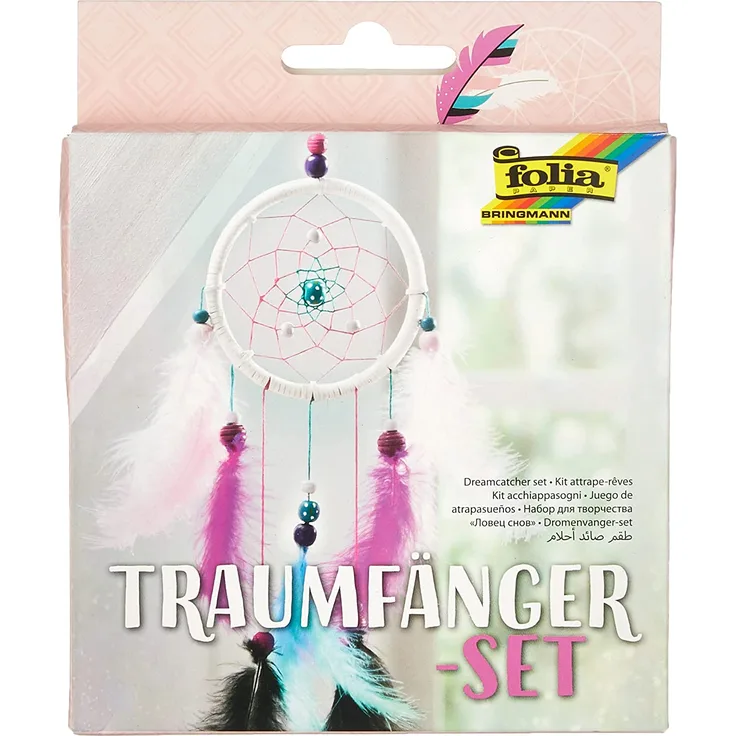 folia 23819 - Bastelset Traumfänger Girly - Set zum Erstellen eines wunderschönen Traumfängers in modernen Pastelltönen