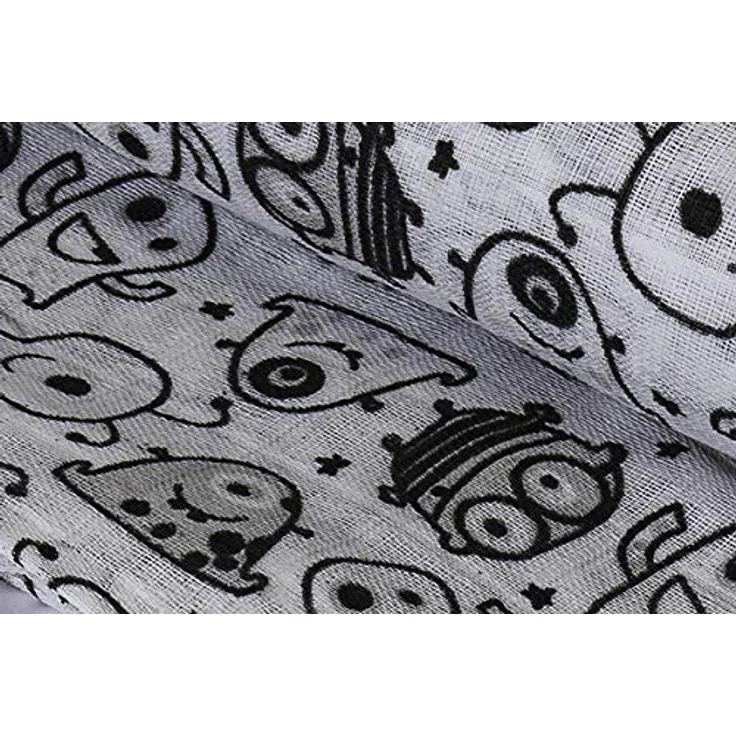 Ti TIN | Baby Musselin, 125x125 cm | Musselin Tuch mit Monster-Motiv, leichte und weiche Baumwollfaser, Mulltuch vielseitig einsetzbar, als Decke, Halstuch/Dreieckstuch, Spucktuch etc, Farbe: Grau – Bild 3