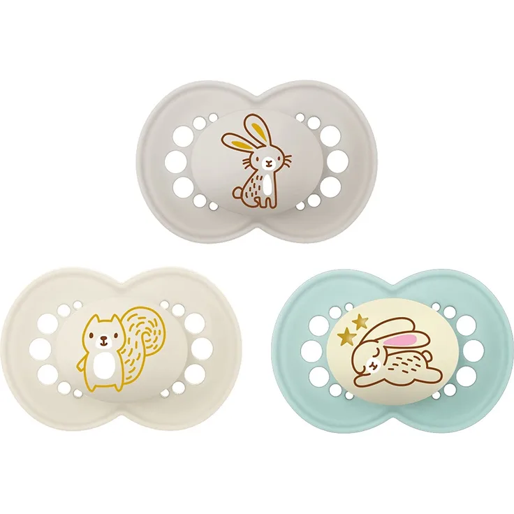 MAM Original Day & Night Schnuller-Set mit Saugnapf aus Silikon, ultraweich, für Babys ab 6 Monaten, neutral, 3 Stück
