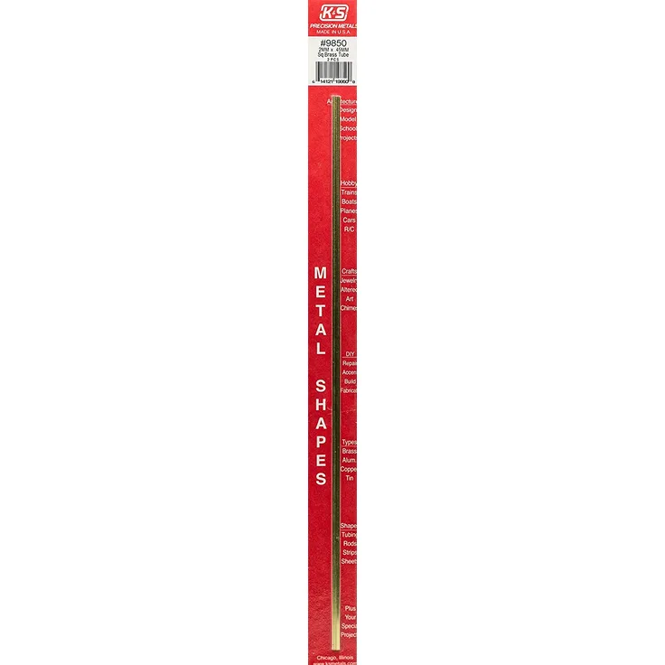 K&S-Metall 969850 Messingrohr quadratisch, 2x2x300 Wand 0,45mm 2 Stück