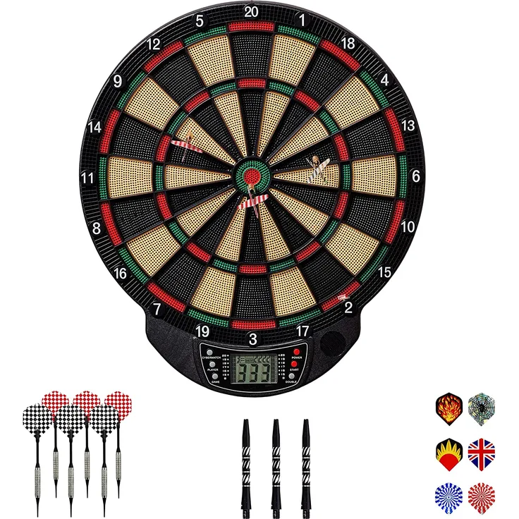 Dartscheibe elektronisch Bristol Xtra von Best Sporting I Wertiges Dart Set mit 6 Dartpfeilen/Ersatzspitzen & Aluminiumschäften I elektronische Dartscheibe mit Zubehör I Dartautomat