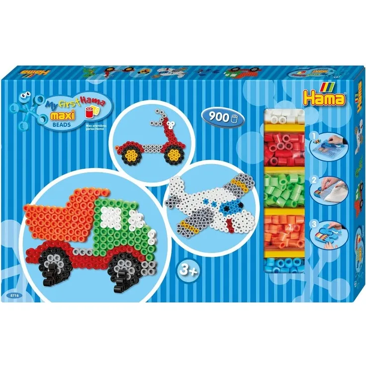 Hama maxi gigant gaveæske blå 900 perler+2 plader