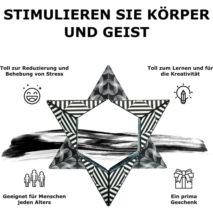 SHASHIBO Formwechsel Zauberwürfel - Preisgekrönt, Patentiert - Anti Stress Spielzeug - 36 Seltenerdmagnete - 3D Infinity Cube - Shashibo Magnetwürfel in Über 70 Formen Verwandelbar (Black & White) – Bild 3