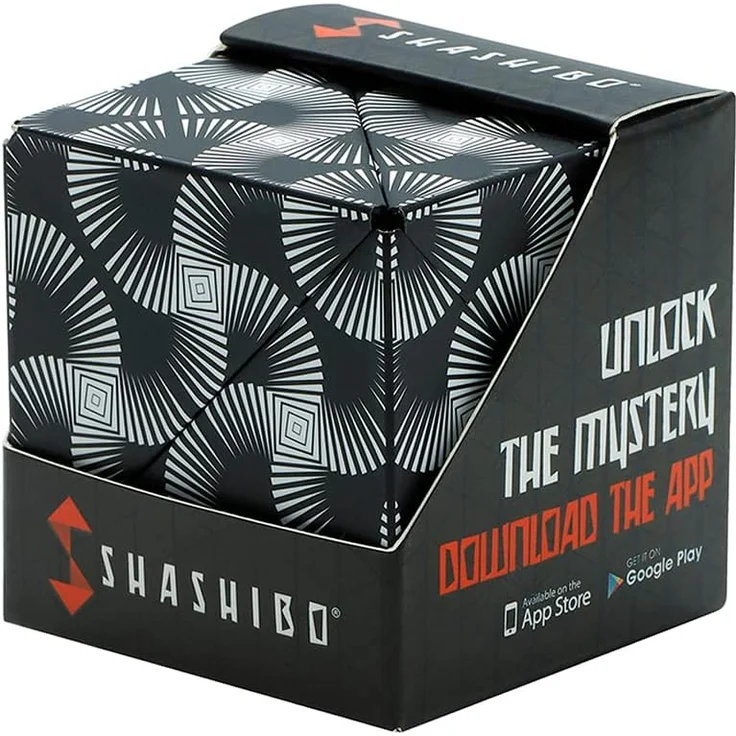 SHASHIBO Formwechsel Zauberwürfel - Preisgekrönt, Patentiert - Anti Stress Spielzeug - 36 Seltenerdmagnete - 3D Infinity Cube - Shashibo Magnetwürfel in Über 70 Formen Verwandelbar (Black & White) – Bild 1