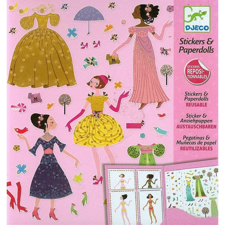 Djeco - Paper Dolls und Sticker Dresses Through the Season Papierpuppen