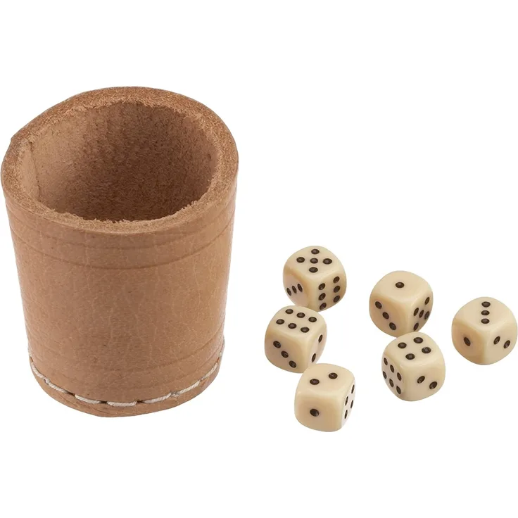 Leder-Würfelb. nat. 5 cm+6 Wü Würfelbecher klein - Preisvergleich