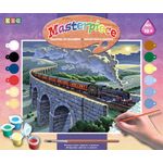 MAMMUT 8240428 Malen nach Zahlen Senior Eisenbahn Komplettset mit bedruckter Malvorlage im A3 Format 12 Acrylfarben Pinsel und Anleitung großes Malset ab 10 Jahre