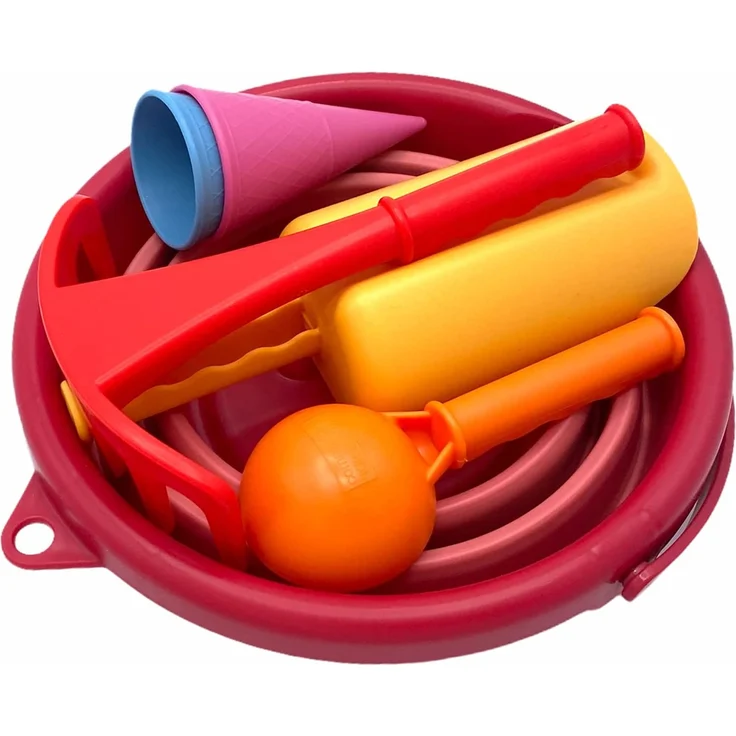 Schildkröt 7in1 Sand Toys Set, innovatives Sand-Spielset im Handtaschenformat, kompakt und platzsparend, faltbarer 3 Liter Eimer mit 6 Sandspielzeugen zum Graben, Formen, Sieben und Rechen, 970245 – Bild 2