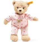 STEIFF Teddy and Me Teddybär Mädchen Baby mit Schlafanzug - 25 cm - Teddybär mit rosa Schlafanzug - Kuscheltier für Babys - weich & waschbar - beige/rosa (241659)