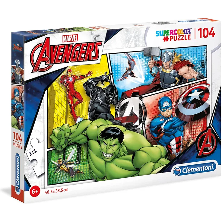 Clementoni 27284 Marvel Avengers Superhelden-Supercolor Puzzle, 104 Teile, für Kinder ab 6 Jahre, Mehrfarben