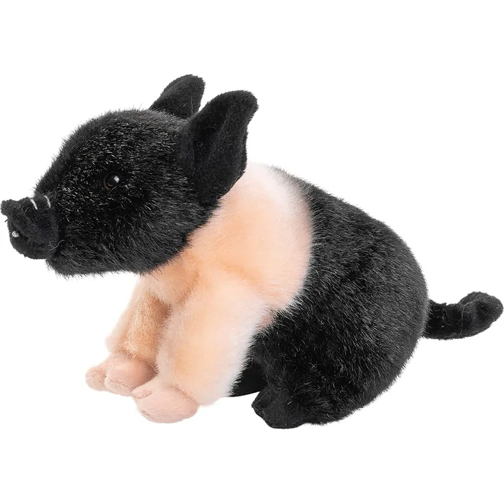 Uni-Toys - Angler Sattelschwein Ferkel rosa-schwarz - 20 cm (Länge) - Schwein, Bauernhoftier - Plüschtier, Kuscheltier BH-13042