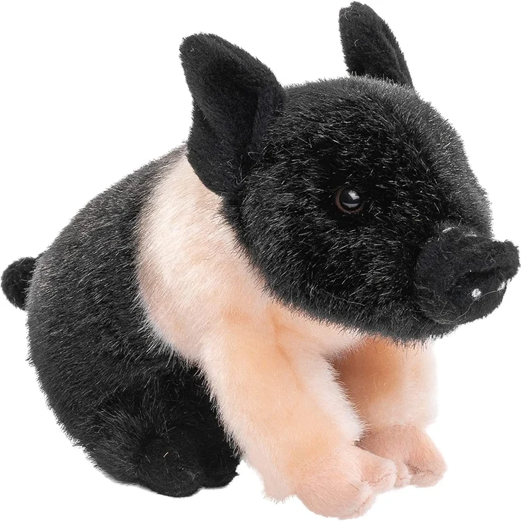 Uni-Toys - Angler Sattelschwein Ferkel rosa-schwarz - 20 cm (Länge) - Schwein, Bauernhoftier - Plüschtier, Kuscheltier BH-13042 – Bild 3