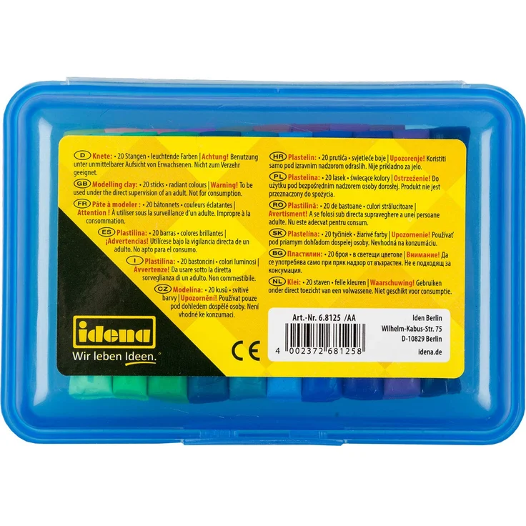 Idena 68125 - Knetbox mit 20 Stangen Knete, blau – Bild 3