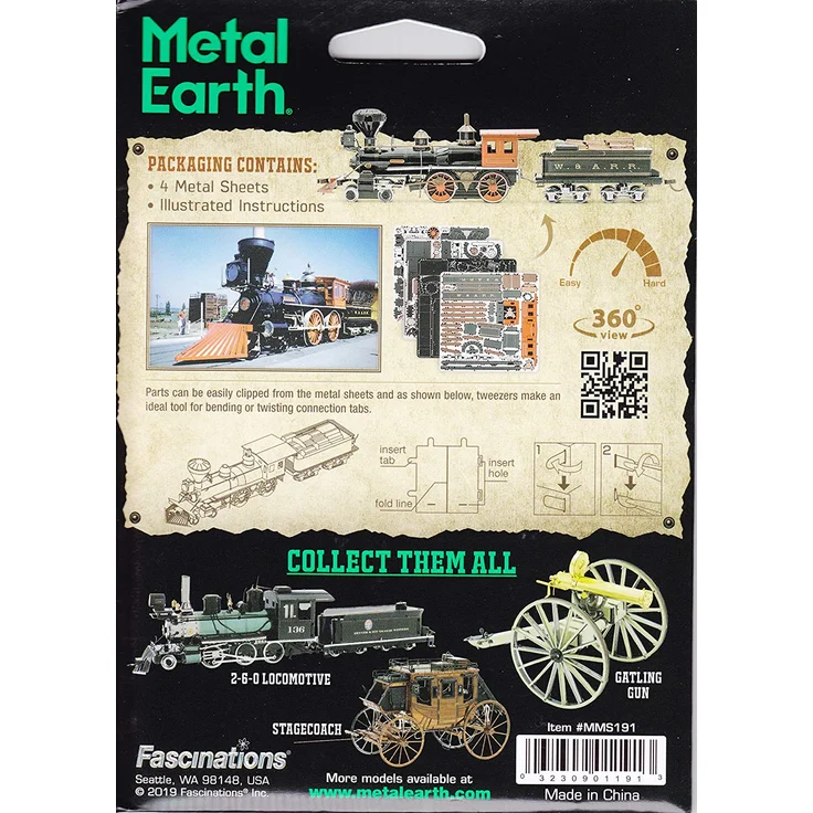 Metal Earth Wilder Westen: 4-4-0Lokomotive 19,5 cm – Bild 3