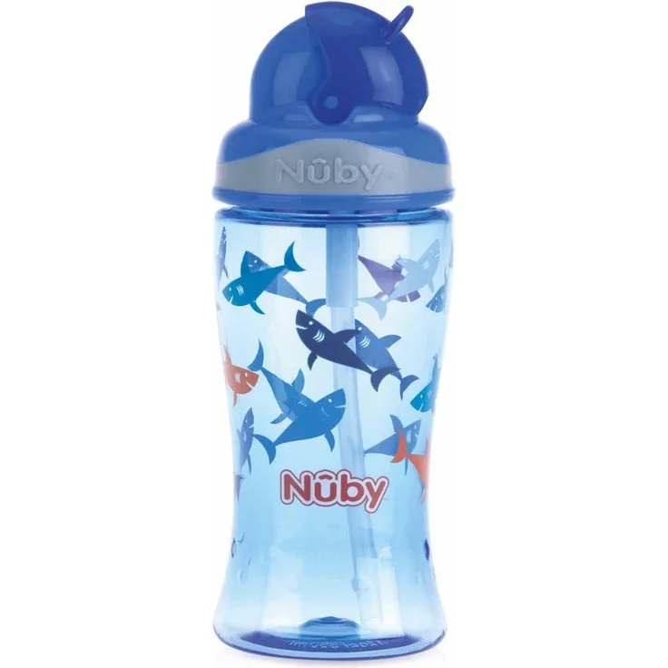 Nuby Flip-It Trinkhalmbecher aus Tritan - 360ml - Blau - 3Jahre+, blau, ID1288BLUE