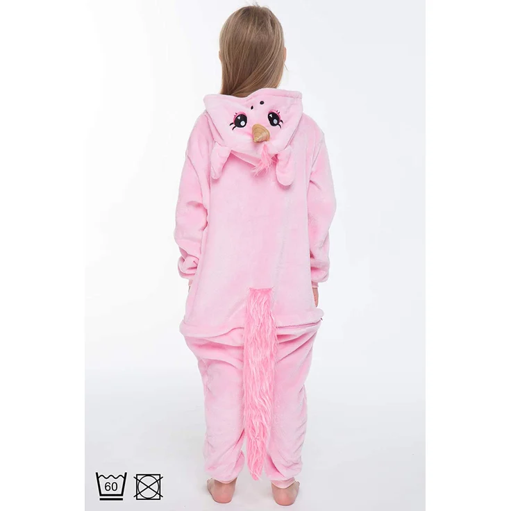 corimori - Rose das Einhorn Kinder Jungen Mädchen Onesie Jumpsuit Anzug Kostüm Verkleidung (Gr. 130-150 cm), Rosa – Bild 4
