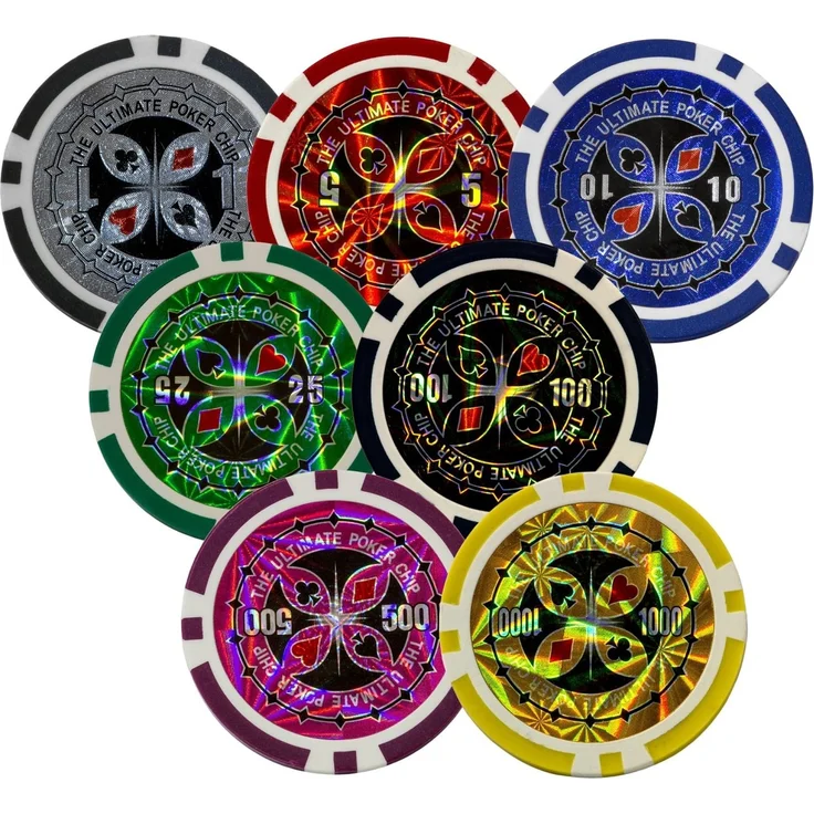 Ultimate Pokerset mit 500 hochwertigen 12 Gramm METALLKERN Laserchips, inkl. 2x Pokerdecks, Alu Pokerkoffer, 5x Würfel, 1x Dealer Button, Poker, Set, Pokerchips, Koffer, Jetons – Bild 4