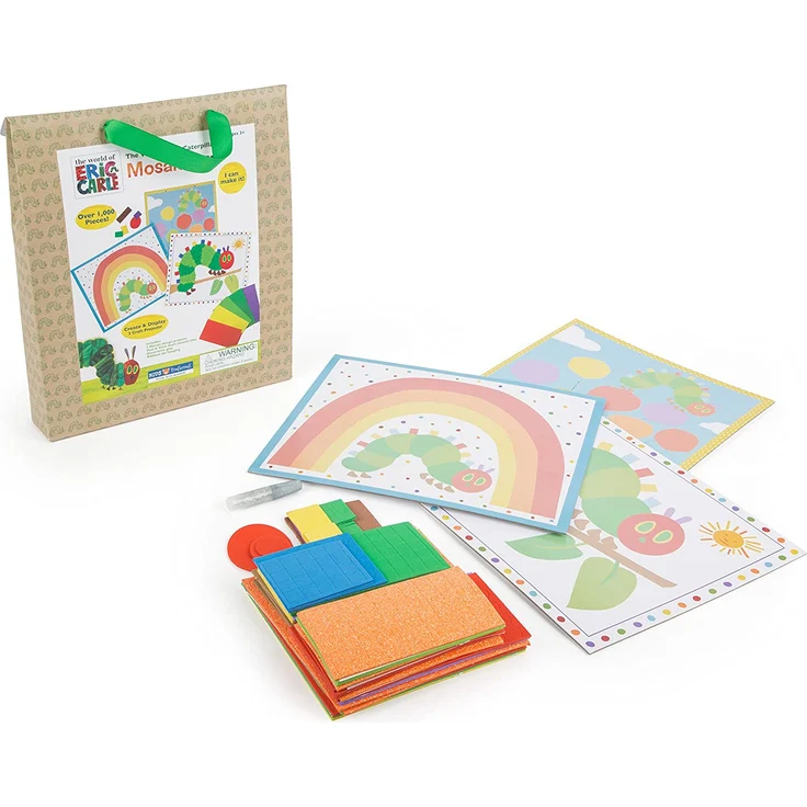 Small Foot 10668 Bastelset Bilder von Die kleine Raupe Nimmersatt, inkl. DREI Mosaik-Vorlagen und Bastelmaterialien, fördert die Kreativität
