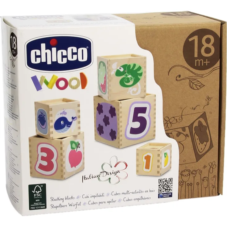 chicco Wood Stapelbecher stapelbare Würfel