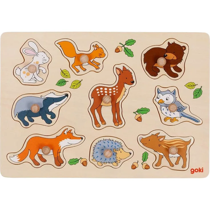farbenfrohe Steckpuzzle mit Tieren von Goki