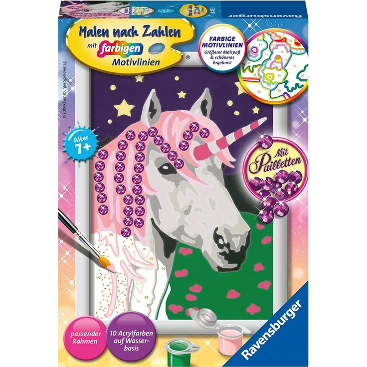 Ravensburger Malen nach Zahlen Einhorn mit Pailletten – Bild 1