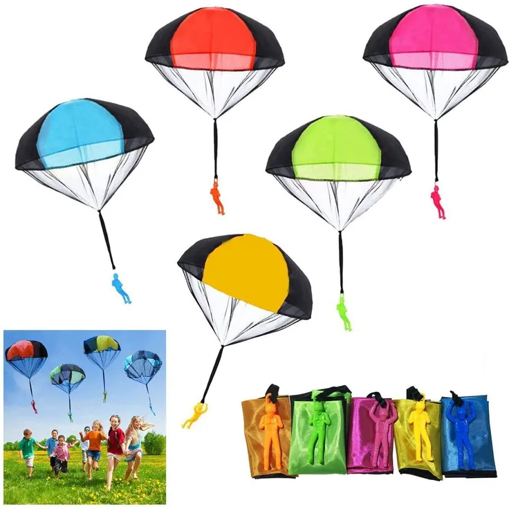 SUPRBIRD 10 Stück Fallschirm Spielzeug Kinder, Fallschirm Kinder Fallschirmspringer Spielzeug, Outdoor Flugspielzeug für Kinder