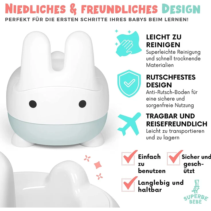 Kinder töpfchen - Lern Toilette mit Rückenlehne - Babytoilette - Baby- und Kindertoilette - Bequem, rutschfest, spritzwassergeschützt und geruchshemmend - Einfaches Entleeren mit abnehmbarem Topf – Bild 3