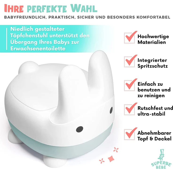Kinder töpfchen - Lern Toilette mit Rückenlehne - Babytoilette - Baby- und Kindertoilette - Bequem, rutschfest, spritzwassergeschützt und geruchshemmend - Einfaches Entleeren mit abnehmbarem Topf – Bild 5