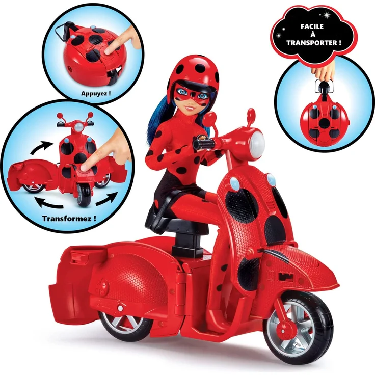BANDAI - Miraculous Ladybug - Scooter Miraculous Switch'n go + Gelenkpuppe Ladybug Lucky Charm 26 cm - P50668 – Bild 3