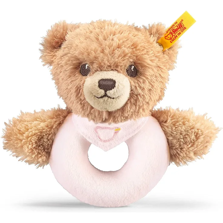 Steiff - Babywelt - Spielzeug - Greifringe & Rasseln Schlaf-gut-Bär Greifring mit Rassel, rosa, 12cm