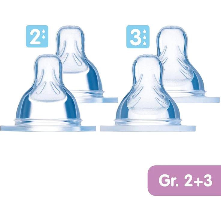 MAM Sauger Größe 2 + 3 im 4er Set, Flaschensauger (Durchflussrate mittel & schnell), weicher Trinksauger passend für alle MAM Flaschen/Trainer, ab 4+ Monate – Bild 3