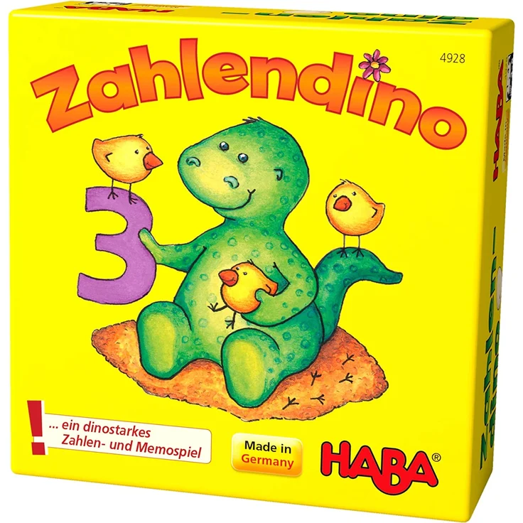 Haba 4928 - Zahlendino Dinostarkes Zahlen- und Memospiel, für 1-4 Kinder von 3-8 Jahren |Zum Zahlen und Mengen lernen, Mit Variante für 1 Kind – Bild 1