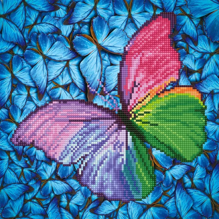 Pracht Creatives Hobby DD5-015 - Diamond Dotz Schmetterling, funkelndes Diamantbild zum Selbstgestalten, ca. 30,5 x 30,5 cm groß, Malen mit Diamanten, neuer und kreativer Basteltrend