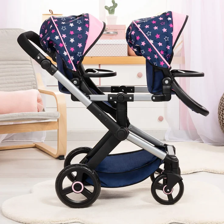 Bayer Design Zwillingswagen Xeo Twin Sterne dunkelblau – Bild 5