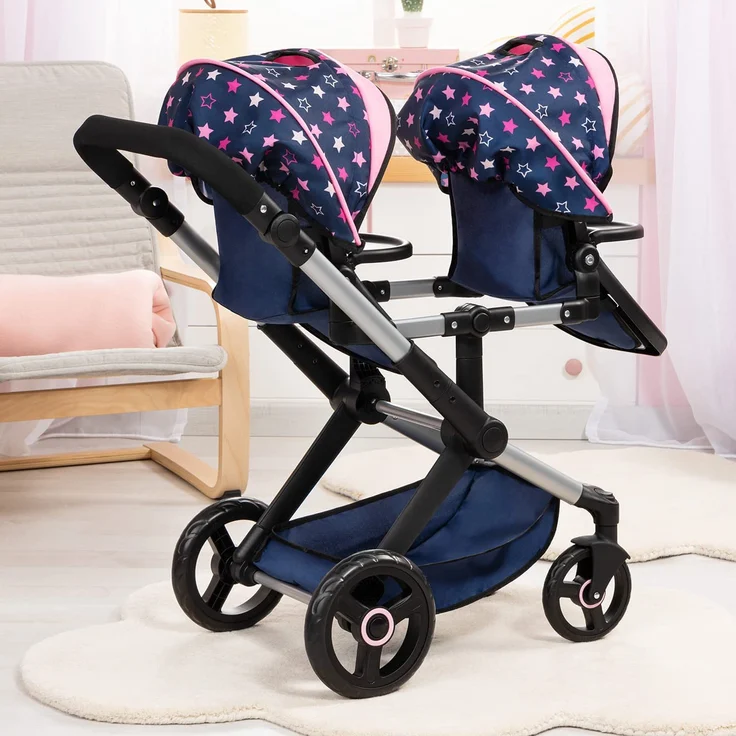 Bayer Design Zwillingswagen Xeo Twin Sterne dunkelblau – Bild 4