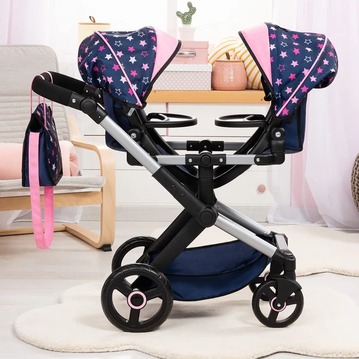 Bayer Design Zwillingswagen Xeo Twin Sterne dunkelblau – Bild 2