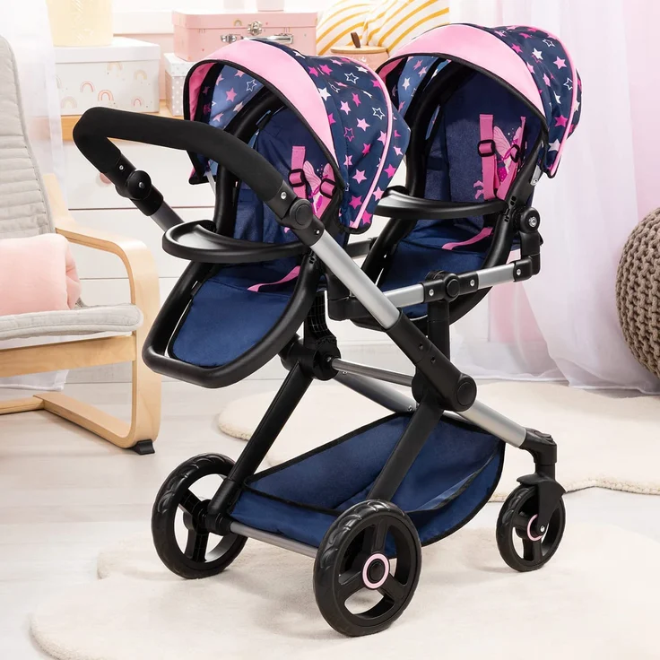 Bayer Design Zwillingswagen Xeo Twin Sterne dunkelblau – Bild 3